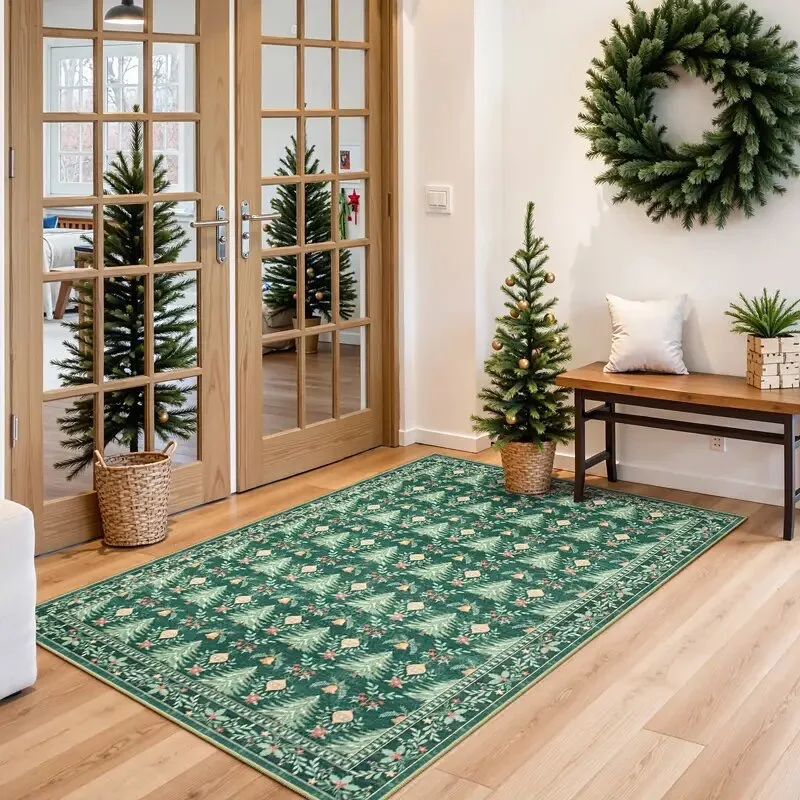 VIKAMA Moroccan National Style Christmas Decoration Crystal Velvet Carpet Living Room Bedroom Bed Soiled Carpet Home Decoration