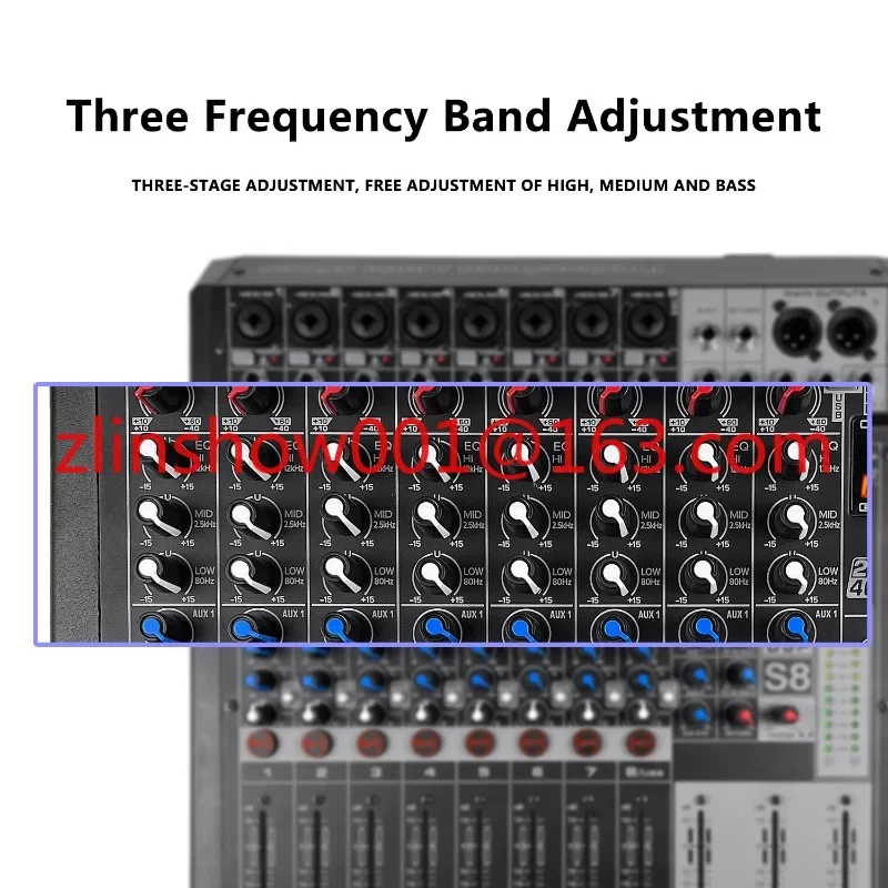 GAX-S8 Professional Audio Mixer 8 Channel DJ Controller With 256 DSP Effect BT 5.0 USB Mixer For Professional Stage Performance