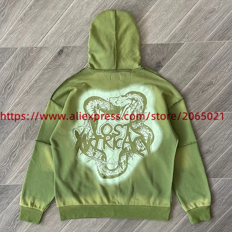 Lost intricacy Green Rhinestone Zip Up Hoodie Men Women 1:1 High Quality Diamond Casual Oversized Hooded