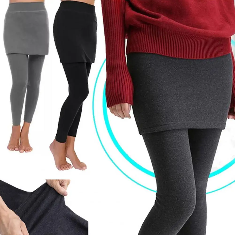 Leggings à jupe pour femmes, bas de pantalon simple, document pur, solide, jupe pour femmes, fjfor Travel