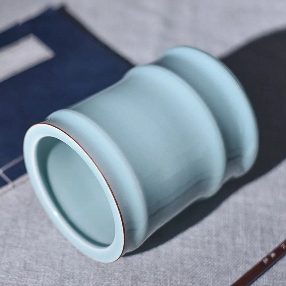 1 قطعة حامل قلم أسطواني السيراميك الخط فرشاة تخزين جرة منظم سطح المكتب الخزف حامل القلم الرصاص نمط خمر