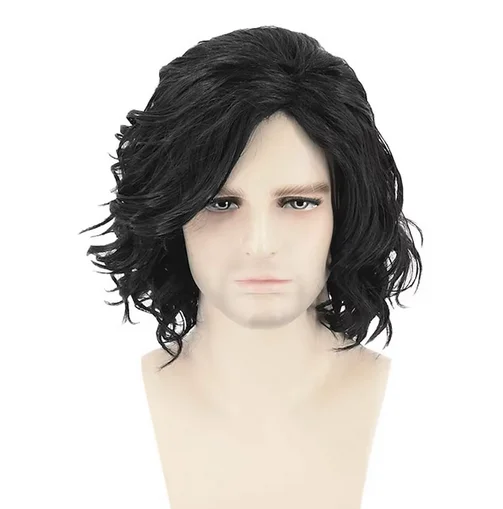 Jon Snow Cosplay Wigs for Men Women Heat Resistant Fiber Synthetic Hair Curly Anime Wigs