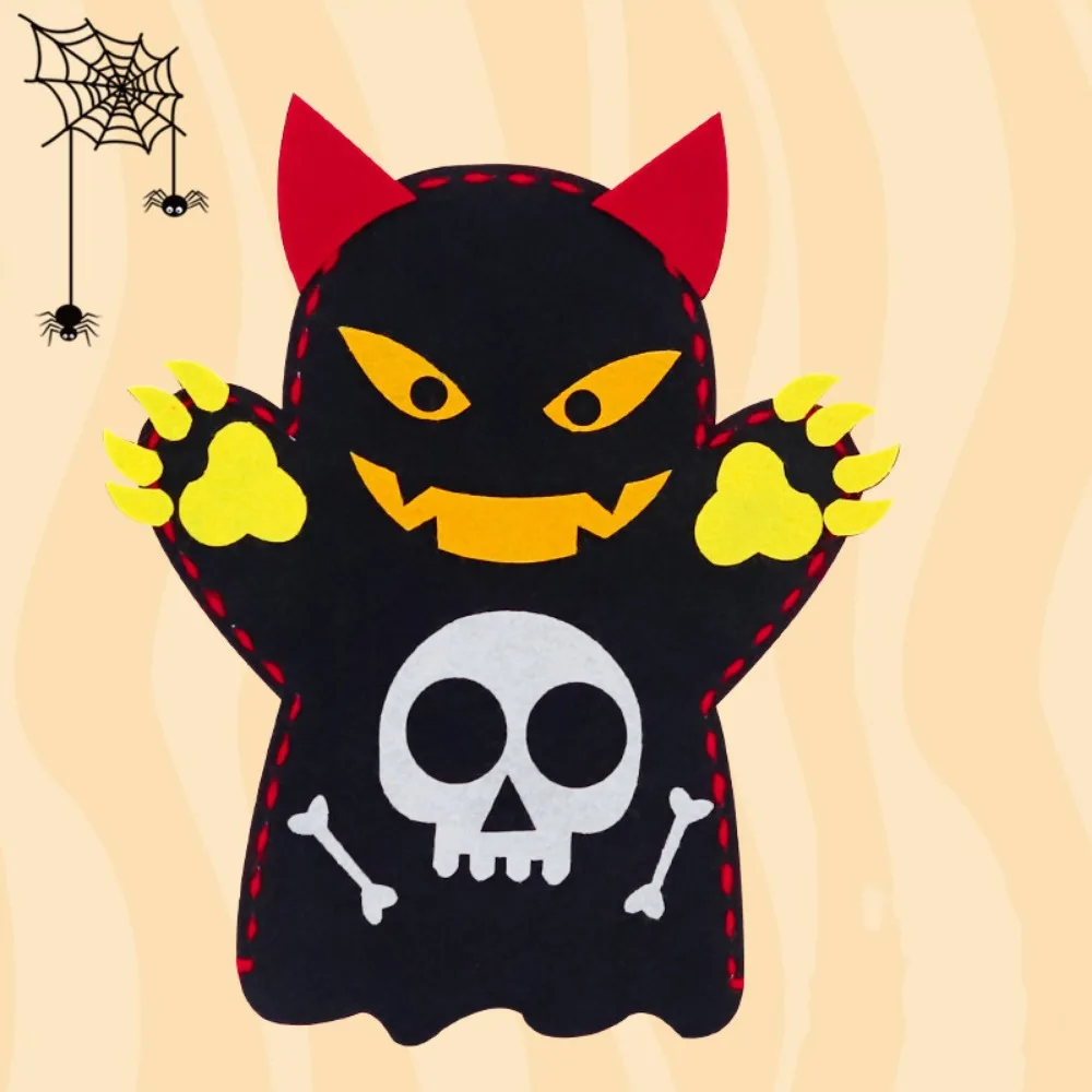 Bat DIY Hand Puppet Kits Pumpkin Requesting Candy Hand Puppet Cartoon Human Skeleton Halloween Puppet Gift for Children