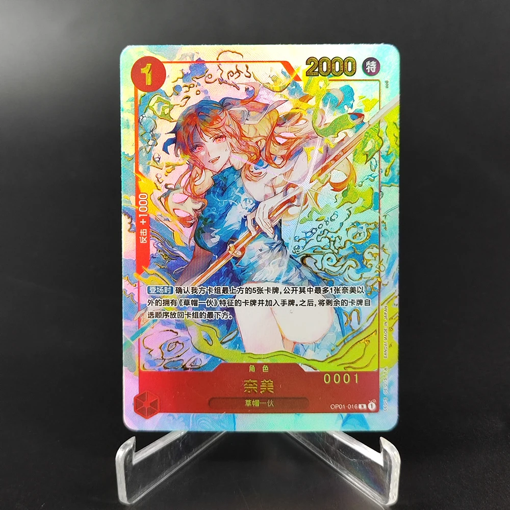 

One Piece OPCG Chinese Blue Nami OP01-016 R 1st Anniversary Luffy Roger Teach Shanks DON!! Anime Collection Flash Card Toy