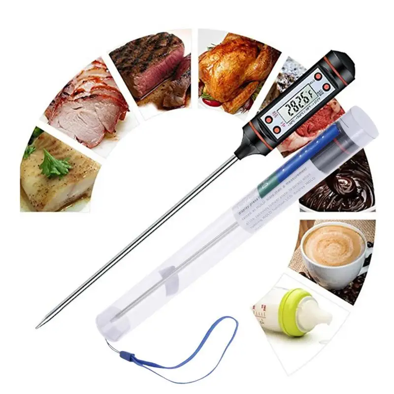 

Профессиональный цифровой кухонный термометр для барбекю, воды, масла, приготовления мяса, еды, термометры, зонд из нержавеющей стали 304, инструменты
