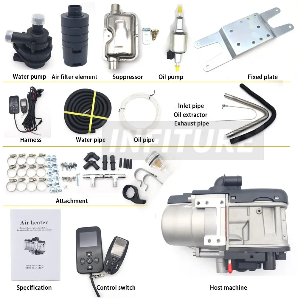 Pemanas Udara Remote Control Seluler Diesel Remote Control Dua Arah 12V 5KW Pemanas Universal Diesel Pompa Air Pemanas Awal Kering