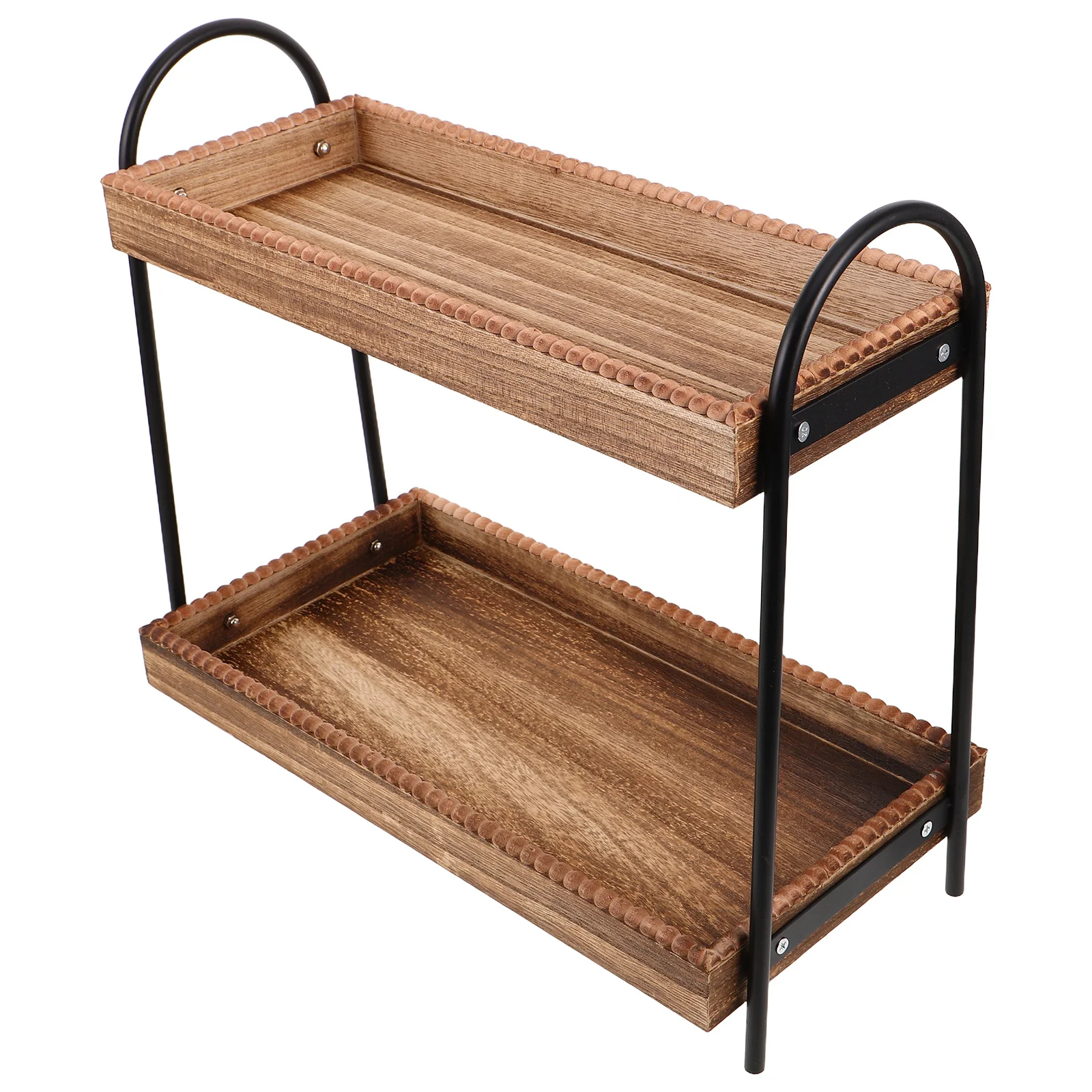 

Wooden 2-Tier Vanity Countertop Organizer for Bathroom Kitchen Storage Shelf Space Saver Rack with Elegant Modern Finish