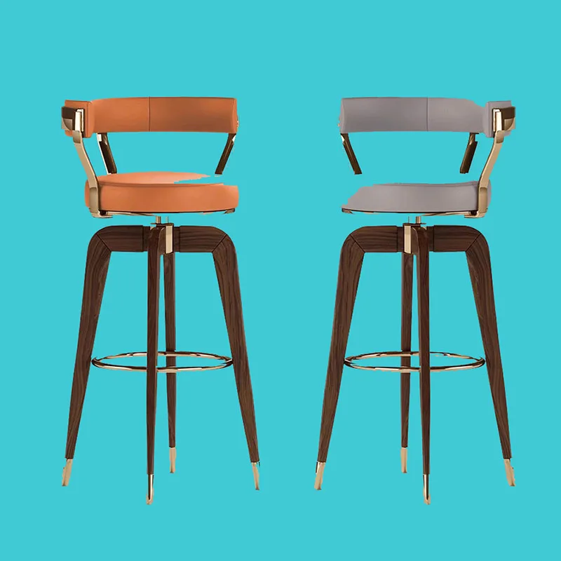 

Leather Height Bar Stools Reception Desks Rocking Soft With Back Counter Barstools Aesthetic Comfortable Sillas Salon Furniture