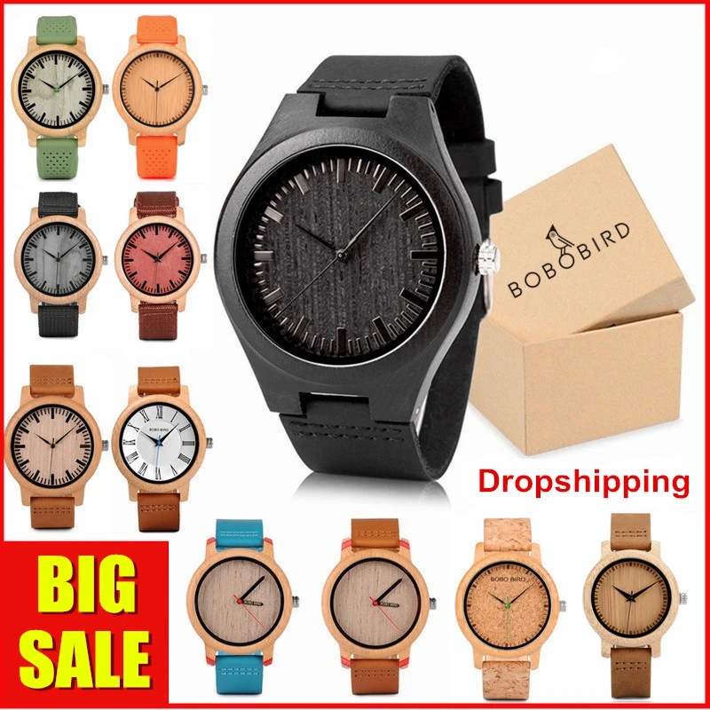 BOBO BIRD Wooden Watches for Men & Women Leather Strap Quartz Watches Support OEM Customized Dropshipping