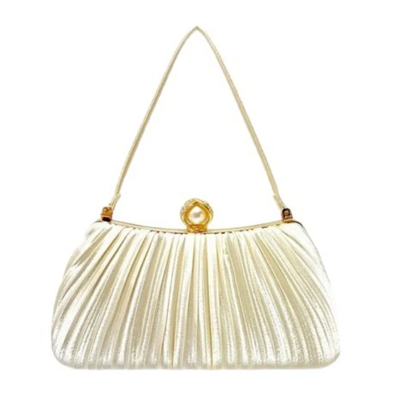 

Women's Dinner Bag Pleated Handbag Elegant Temperament, Large-capacity Clutch Bag Chinese Cheongsam Trendy Glitter Material Tote