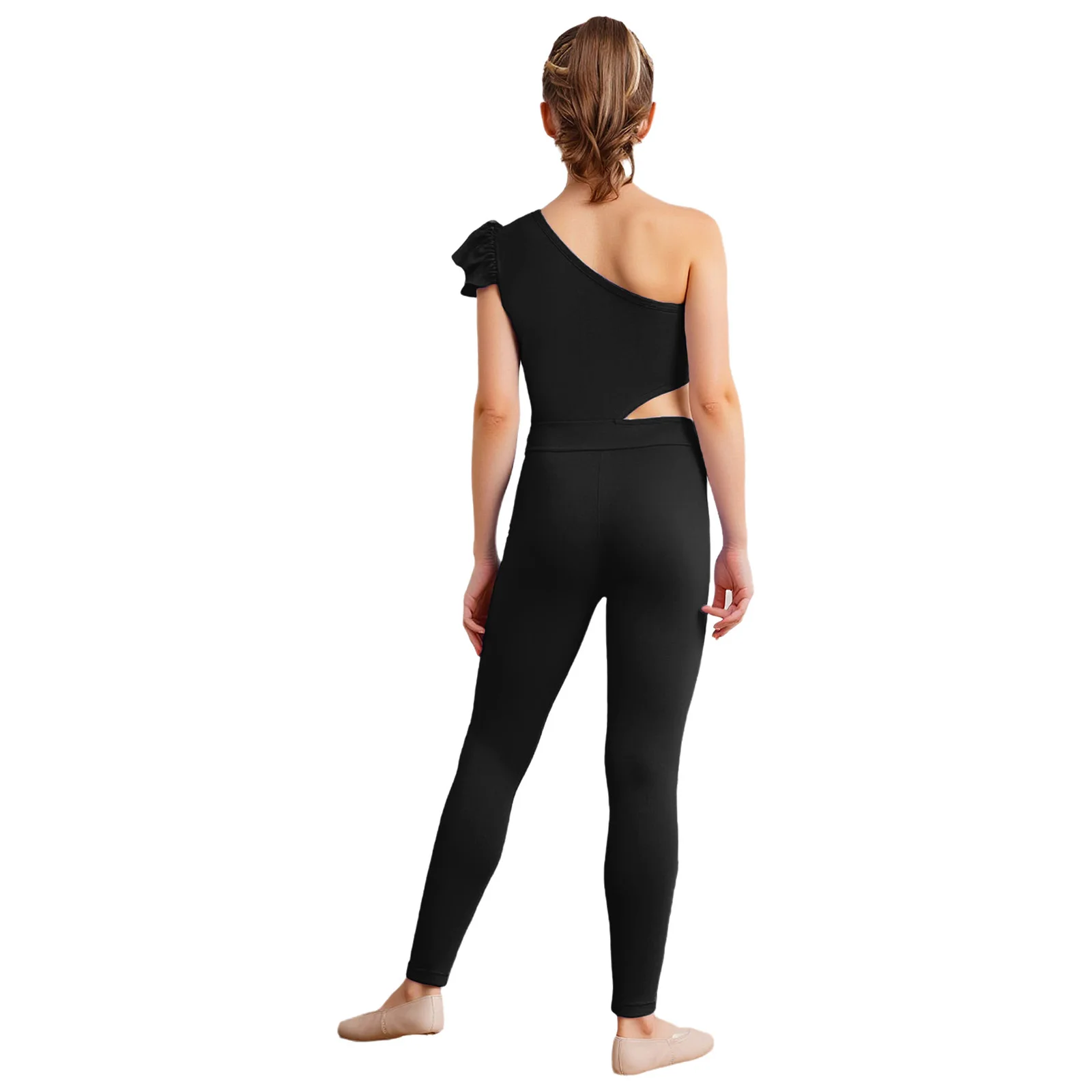 キッズガールズ ストレッチ スキニー体操 バレエ ウォームアップ ダンス ジャンプスーツ カットアウトウエスト アスレチック ボディスーツ ワークアウト エクササイズ スポーツ用