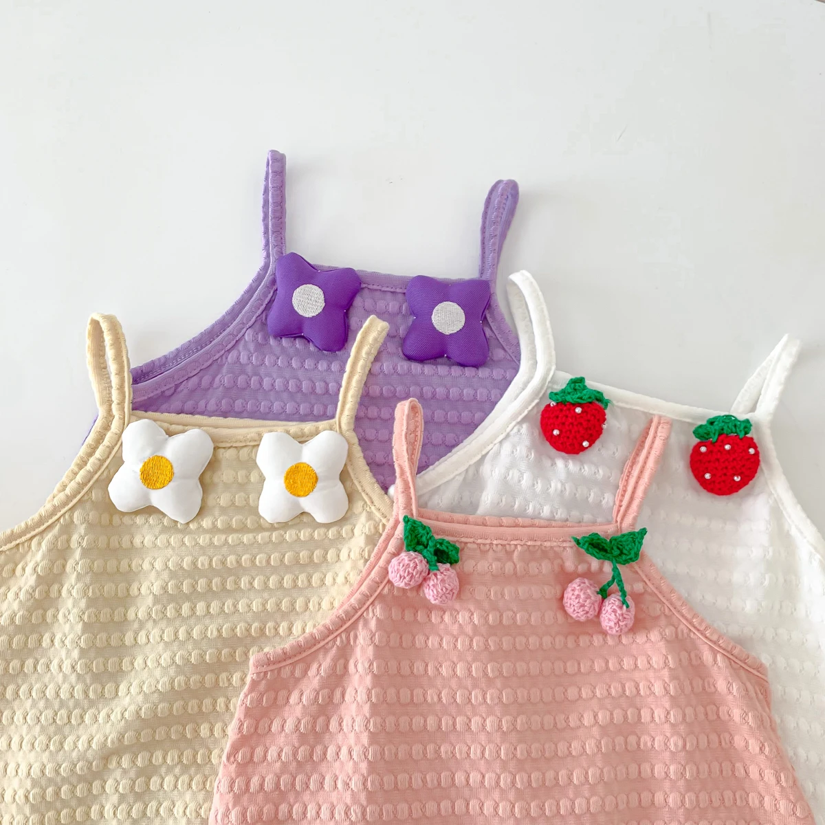 Summer Baby Romper for Girls Flowers Striped Sling Romper Infant Bodysuit Sweet Baby Clothes 0-24 Months