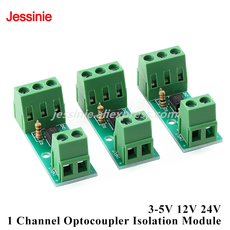 10pcs/1pc 1 Channel Way Optocoupler Isolation Module EL817 Optocoupler with DIN Rail Mounting Bracket 3-5V 12V 24V