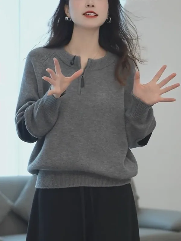 Damska odzież dzianinowa plus size, luksusowa, jesienno-zimowa, nowa odzież wierzchnia, wygodna, miękka, długa, okrągły dekolt, ciepły sweter.