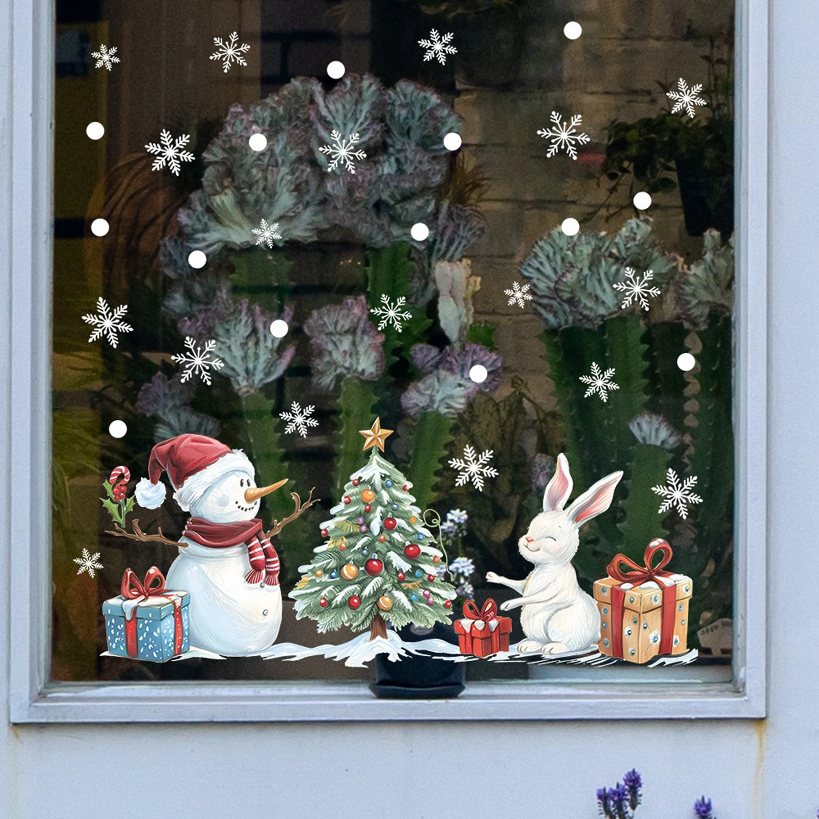 Schneeflocke Weihnachten Fensteraufkleber Schneemann Neujahr Aufkleber Wandaufkleber Weihnachten elektrostatische Aufkleber Dekorationen