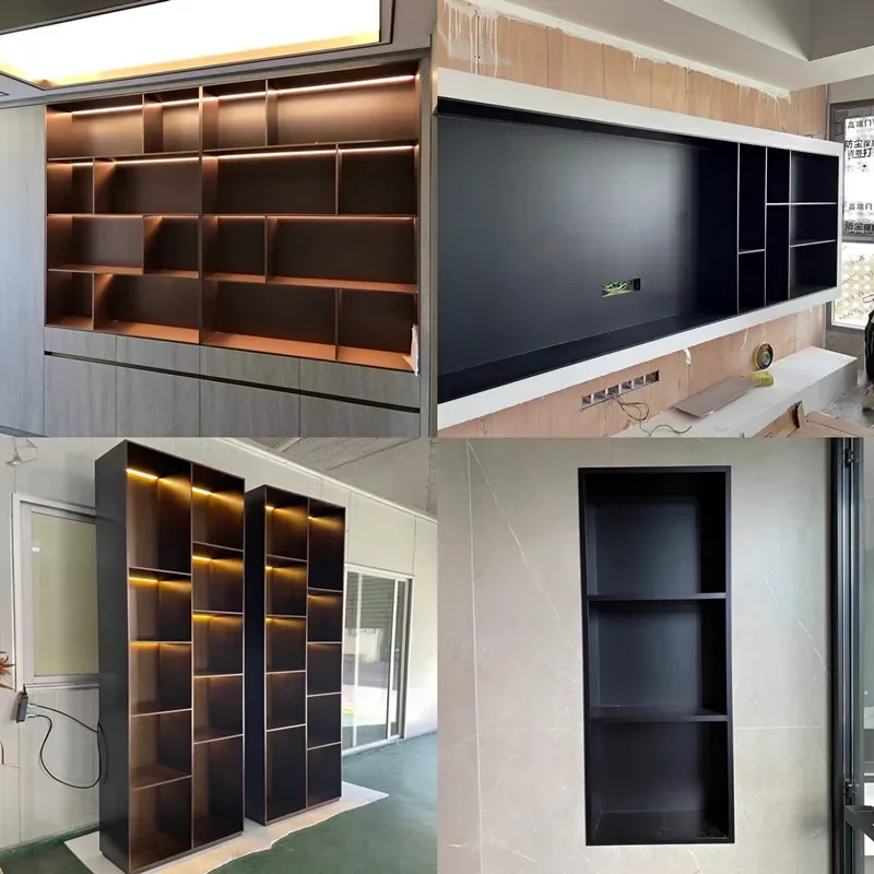 Background wall recessed decorative cabinet living room storage wall shelf