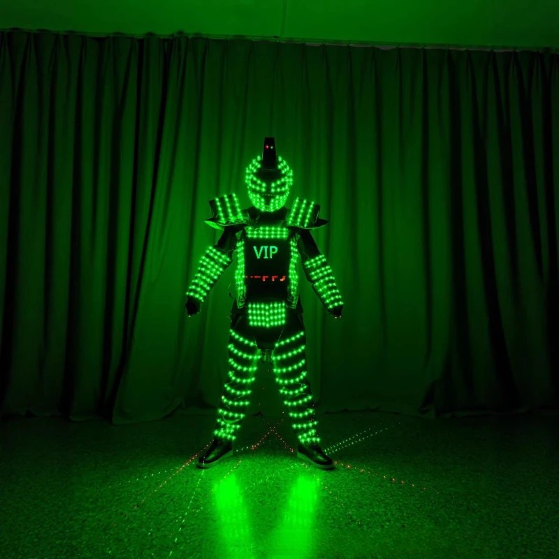 LED Glowing Men Costume Remote-controlled Color-changing Armor Suit Laser Dance Bar Performance Prop Clothes Cosplay Clothing