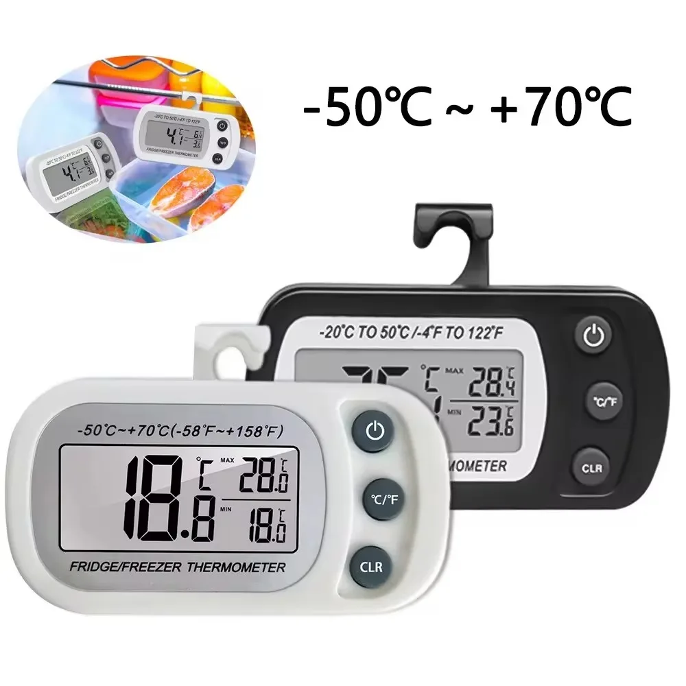 LCD Display Fridge Thermometer with Hook Kitchen Accessories Digital Thermometer Anti-Humidity Portable