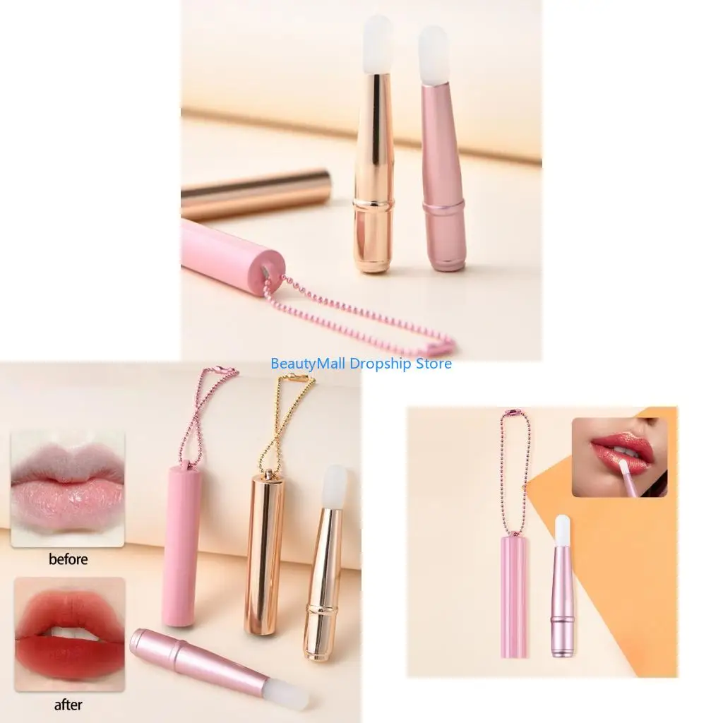 40JD Travel Friendly Silicone Lip Brush Aluminum Tube Hygienic Lid Soft Applicator