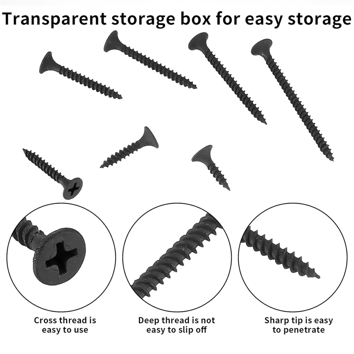 A002 220Pcs M3.5 Screw Set Carbon Steel Flat Head Screw Self-Tapping Screws Assortment Kit Drywall Wood Screws Kit