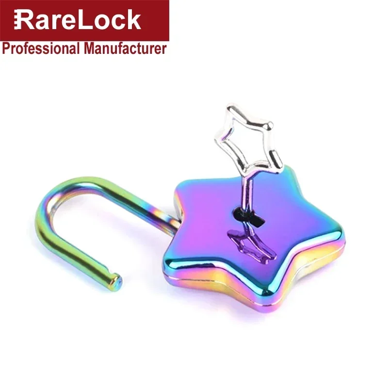 Colorful Star Padlock Key Lock for Lover Wedding Gift Box Diary Cabinet Pray Bless Rarelock MS538 h