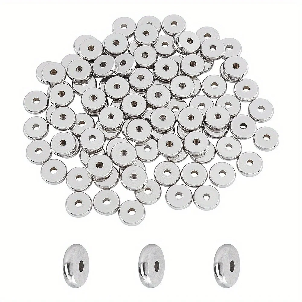4/5/6 مللي متر الصلب اللون قرص مستدير الفولاذ المقاوم للصدأ متباعدة فضفاض الخرز لصنع المجوهرات سوار قلادة ياردروب DIY بها بنفسك اكسسوارات