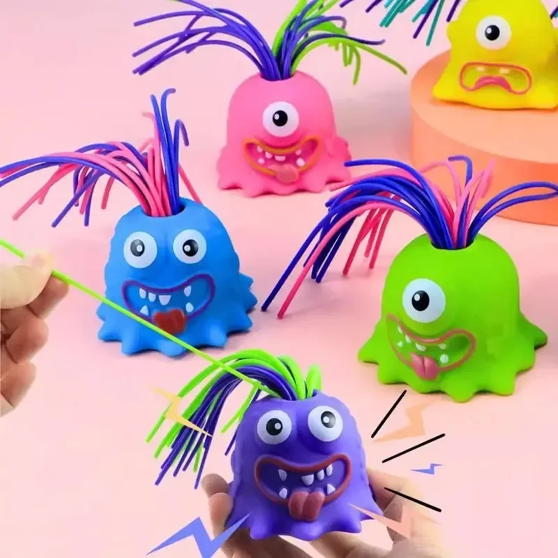 Pulling Hair Screams Decompression Toys Creative Screaming Little Monster Entertainment Sensory Squeeze Toys Gift for Kids