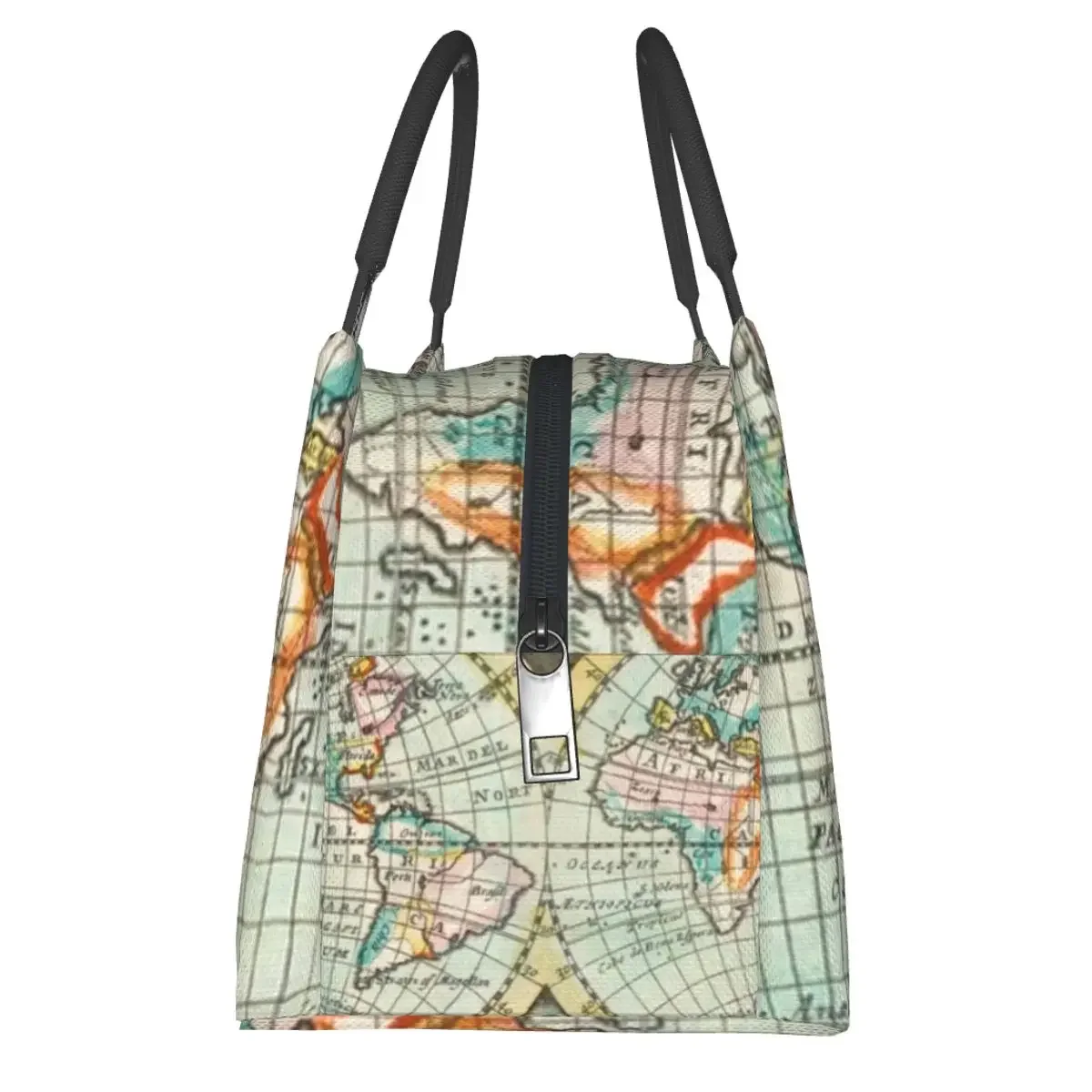 Earth Map Print Lunch Bag Vintage Map of The World Lunch Box Picnic Portable Cooler Bag Oxford Designer Thermal Lunch Bags