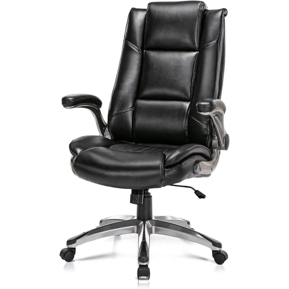 

Ergonomic Leather Executive Office Chair for Back Pain Relief, 400lbs BIFMA High Back Computer Desk Chair with Flip-Up Arms