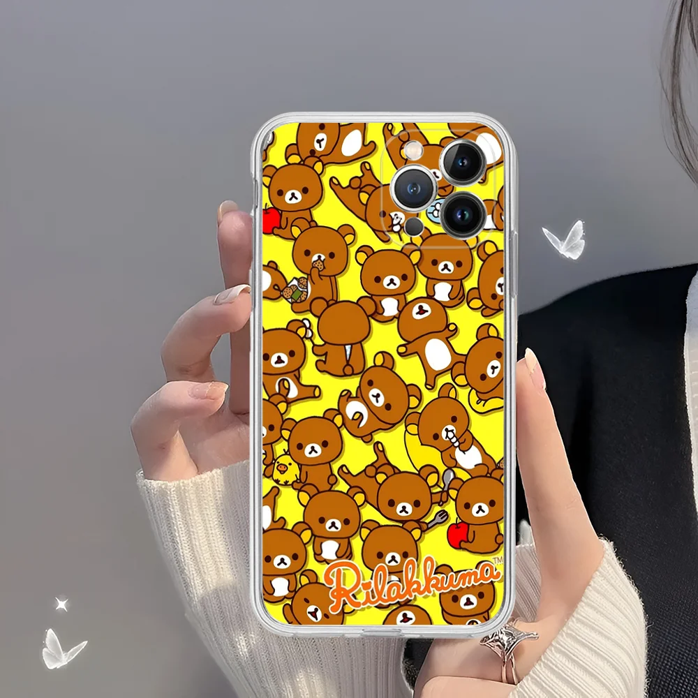 R-Rilakkuma Phone Case for iPhone 16 15 8 7 6 6S Plus X SE XR XS 14 11 12 13 Mini Pro Max Mobile Case