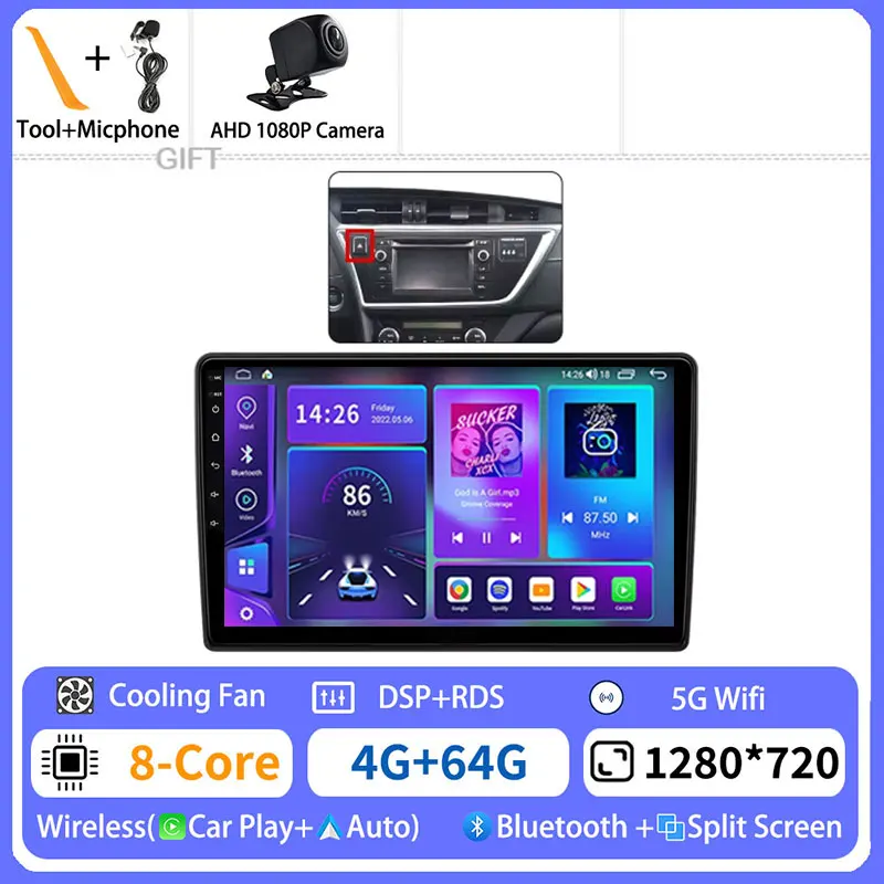 Android 15 Draadloze Carplay Voor Toyota Auris 2 E180 2012-2015 GPS Multimedia Video Player Navi Head Unit 2din BT DSP Autoradio