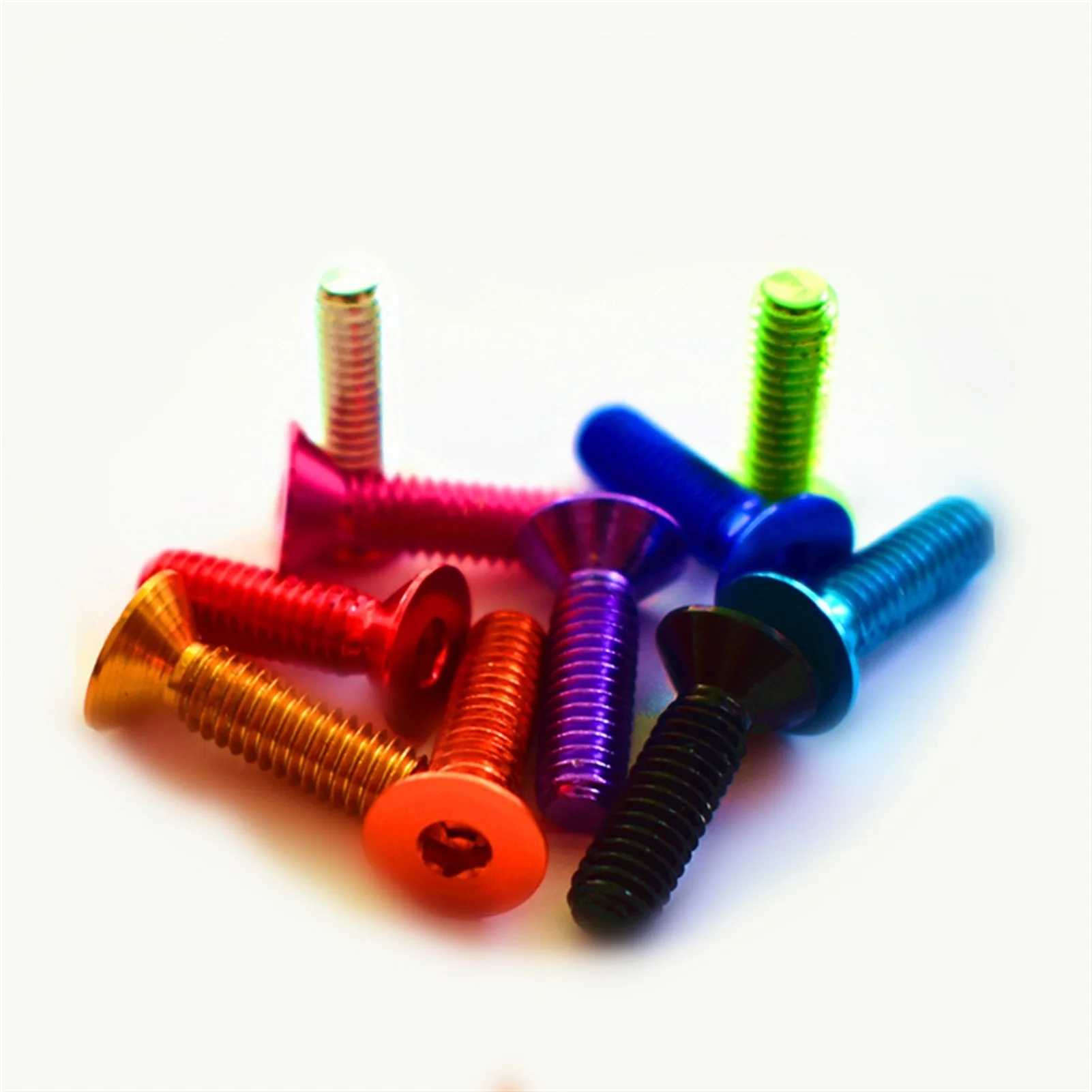 10pc DIN7991 M4 *16 Colorful Aluminum Flat Screws Flat Hex Socket Countersunk head Screw Bolts Anodized Color