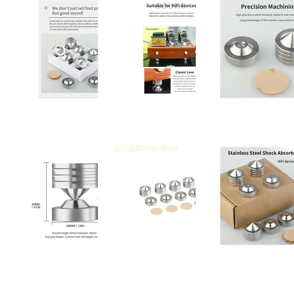 F62C 1 Box Foot Foot Foot Foot Pad 304 Stainsal Steel Sugorber Tripod Tube Amplifier Amplifier Amplifier