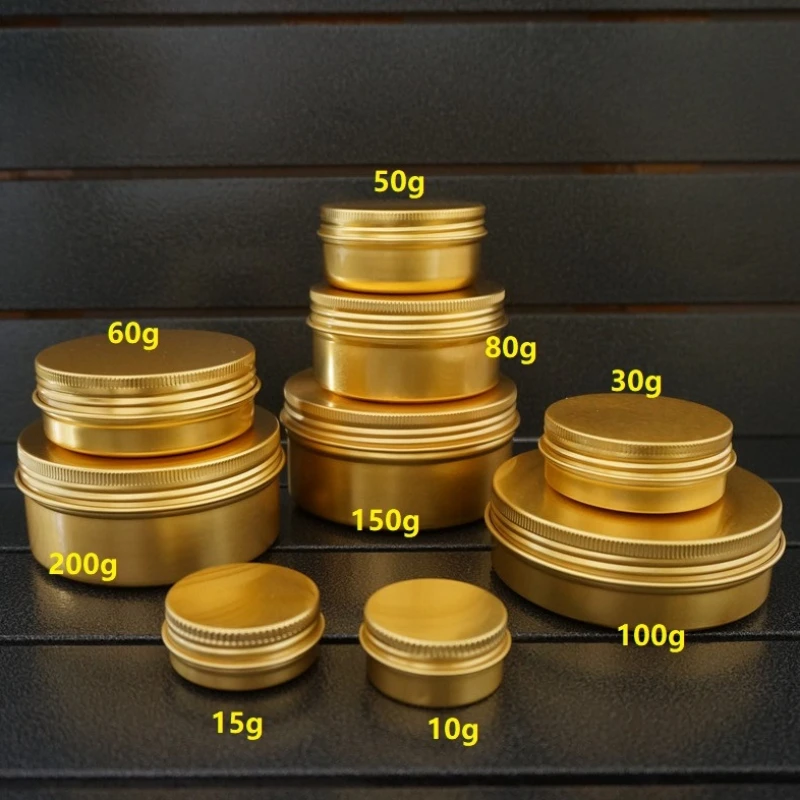 Round 82*29mm Aluminum Box Metal Tin Cans 100ml 100g  Cosmetic Cream Gold Empty Containers DIY Refillable Jar Tea Aluminum Pot