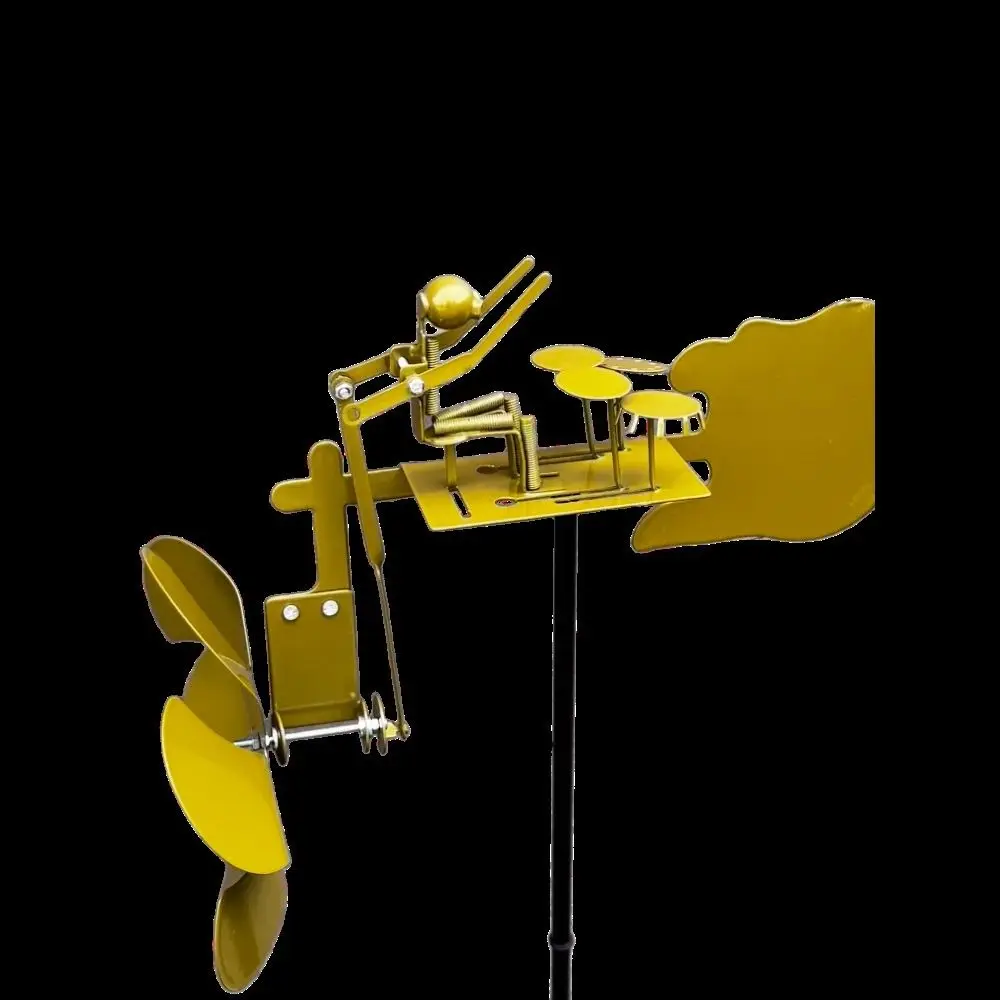 

Креативный металлический барабанщик ручной работы, движение ветряной мельницы, забавный металлический вертушка ветра, винтажный стиль, прочная ветроэнергетическая скульптура