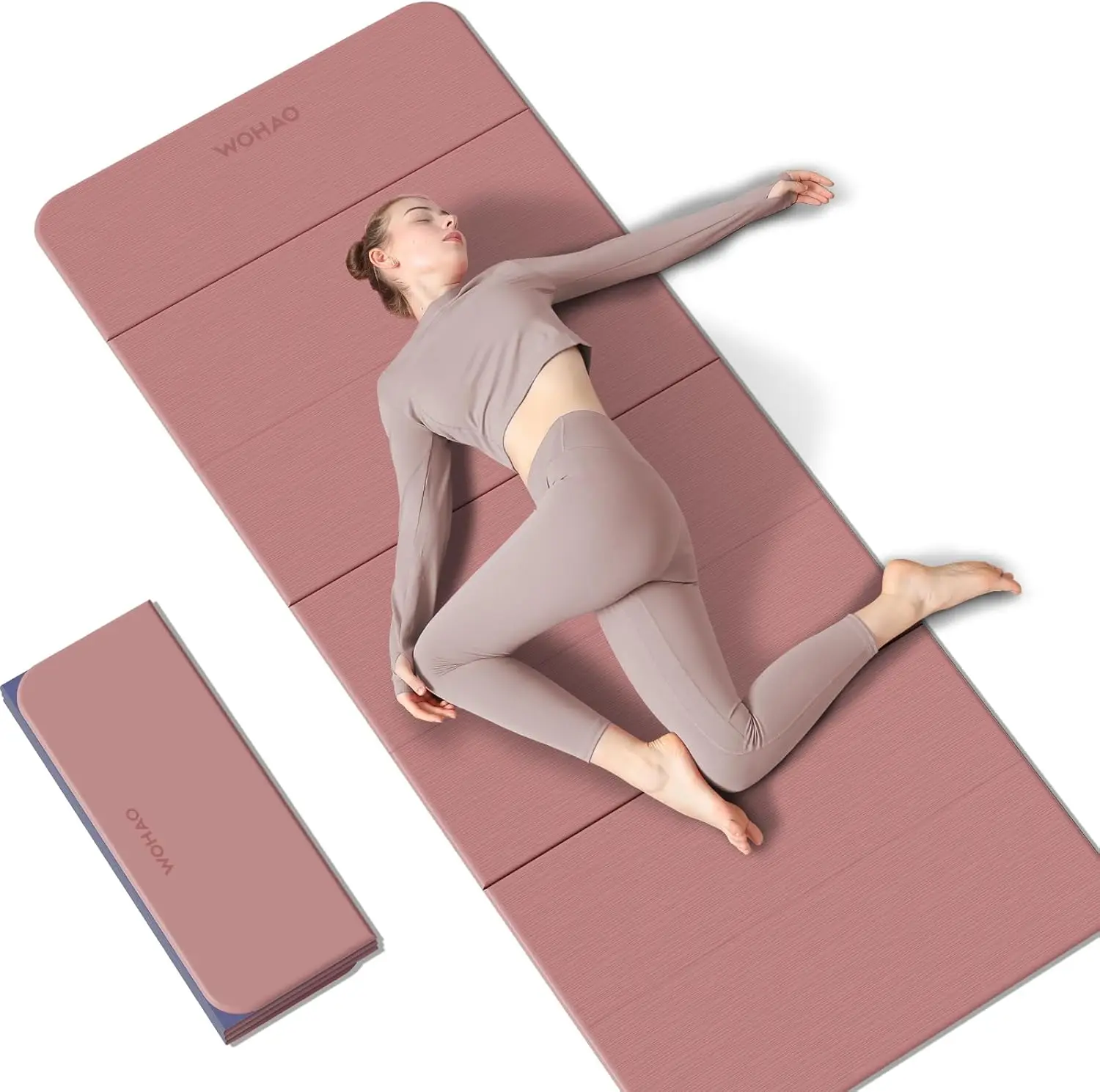 

Складной коврик для йоги (7 слоев), 70x24 дюйма, толщиной 1/2 дюйма, из TPE, нескользящий, для путешествий, хранения и домашнего спортзала