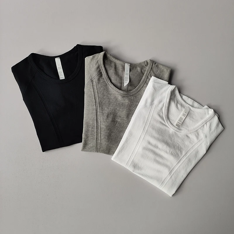 Sportliches Kurzarm-T-Shirt für Damen, Sommer-Laufshirt, schnelltrocknend, eng anliegend, schlankmachend, Yoga-Anzug, Pilates-Trainings-Fitness-Anzug – Detail 12