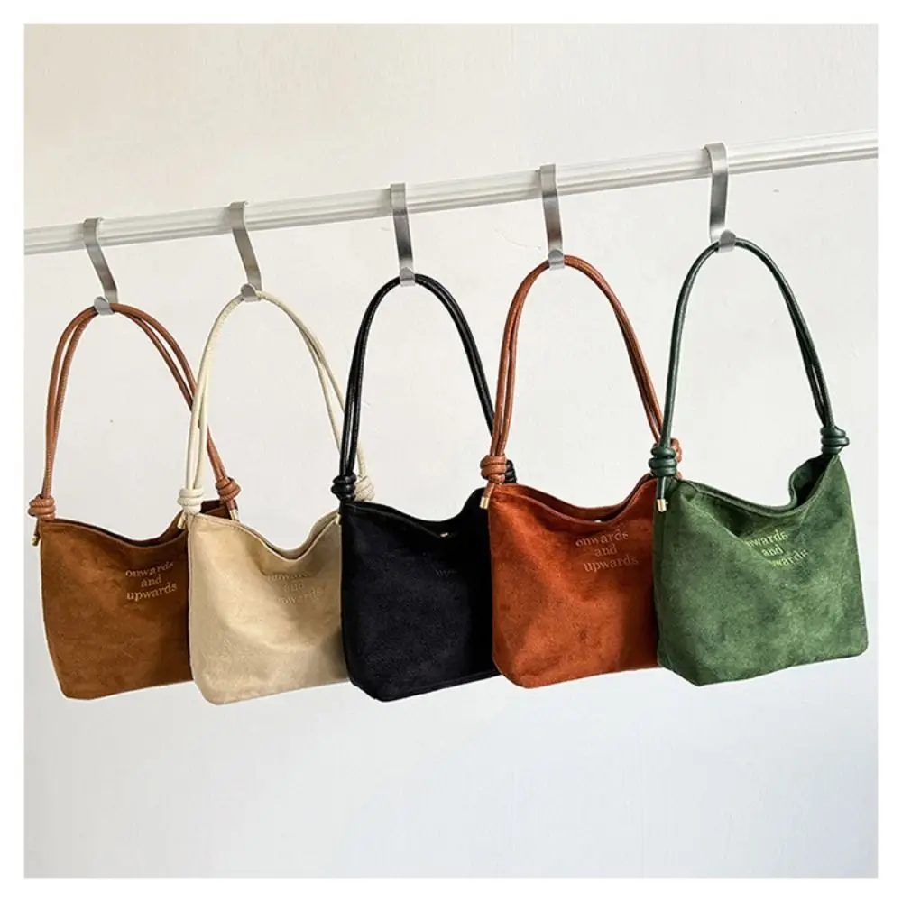 Suede Handbag Casual Rope Buckle Design Multicolor Handbags Adjustable Straps Tote Work