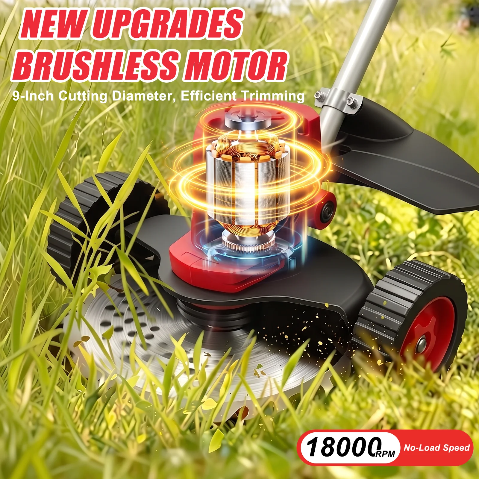 ماكينة قص العشب الكهربائية XYS - مراجعة Brushless Cordless Grass Trimmer 21V وسعره