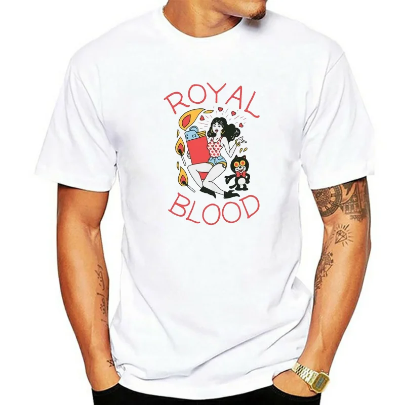 Royal Blood Print T-shirts for Men Short Sleeve Cotton Casual Tops Tees Shirts Men Summer Graphic Tees