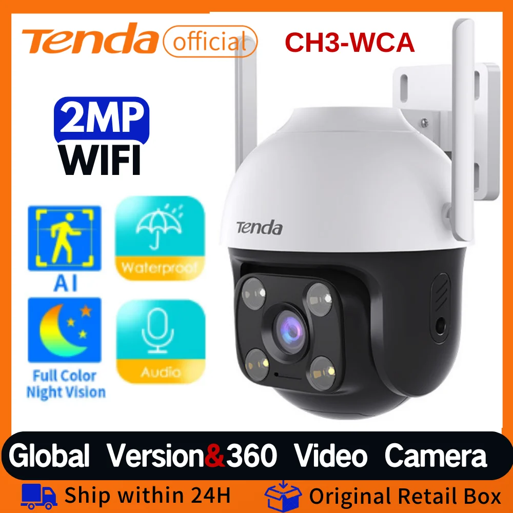 Tenda 1080P Outdoor Wi-Fi Pan/Tilt Camera 360 video camera Ai Human Detect Auto Tracking Wireless Outdoor Surveillance Camera