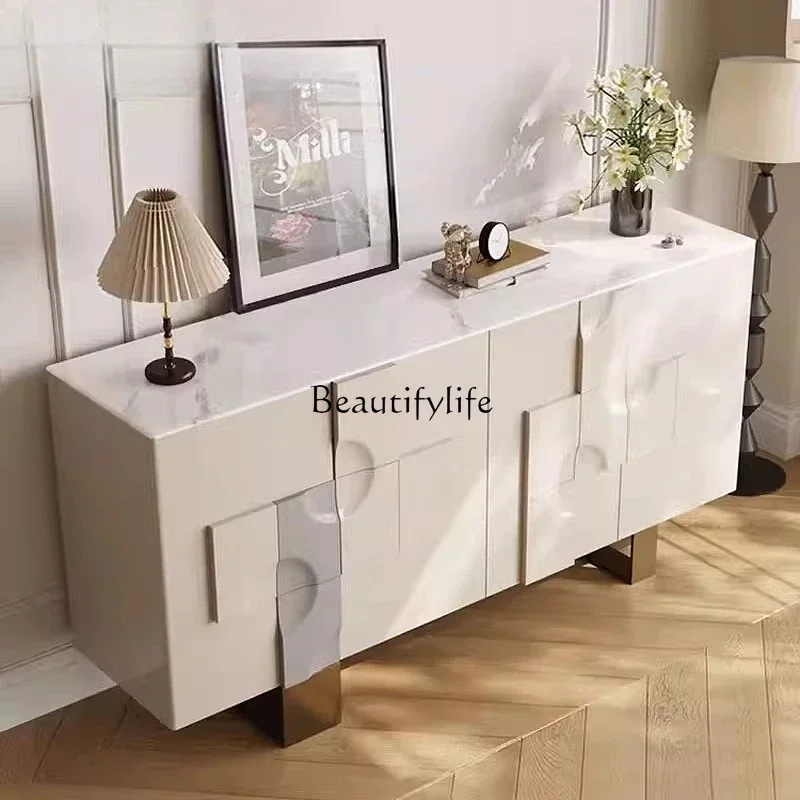 

01Nordic light luxury solid wood dining side cabinet modern simple entrance cabinet Italian style