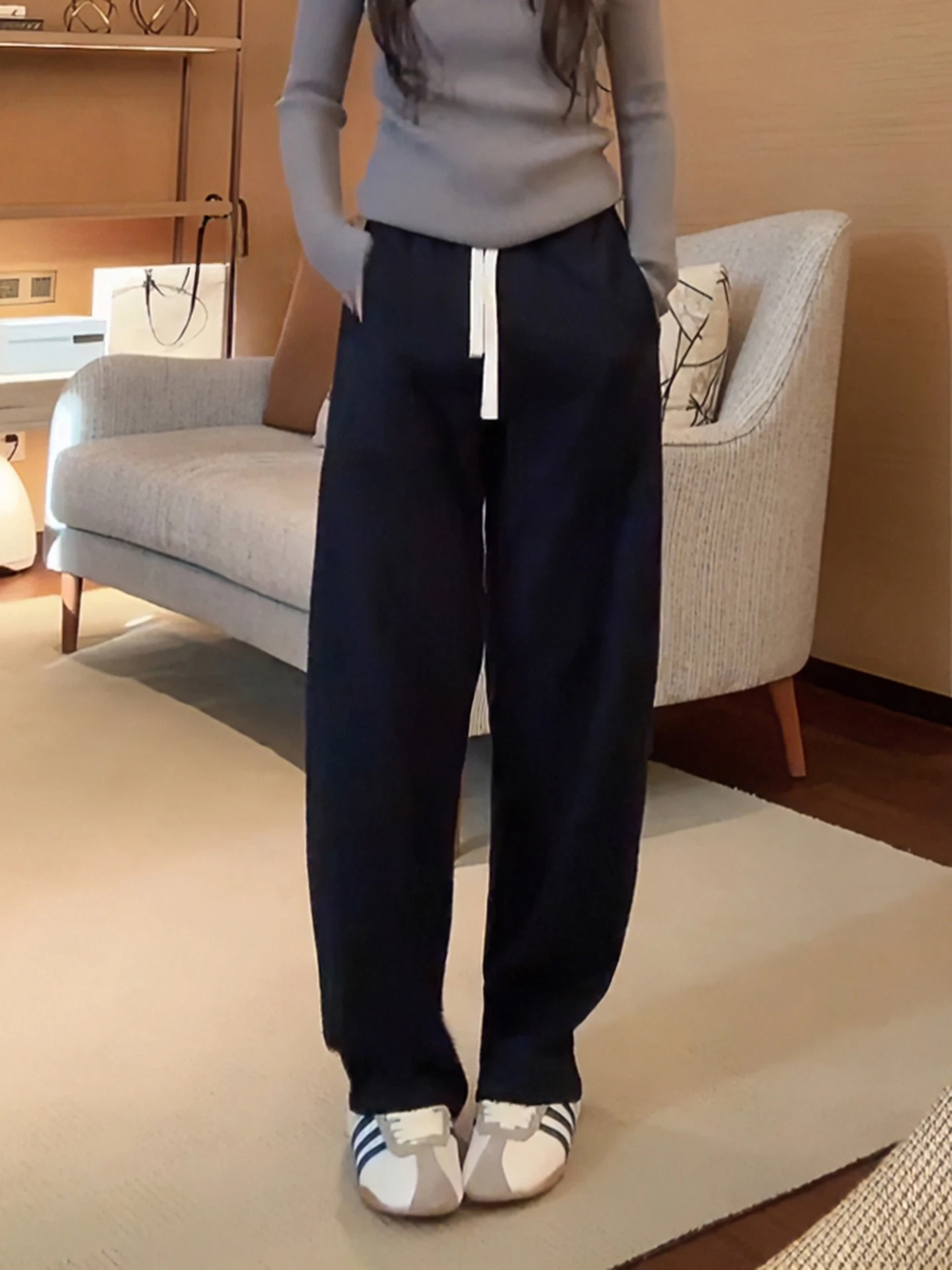 

Женские повседневные брюки ZONE прямого кроя, 100% хлопок, удобные, свободного кроя, с завязками, однотонные, повседневные брюки