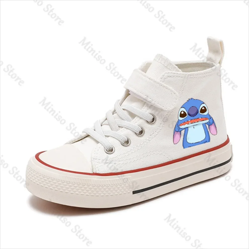 Sport Girl High-top Lilo Stitch Cartoon Girl Kid Canvas comfortable Disney Casual comfort Shoes Children Print Boy Tennis Shoes