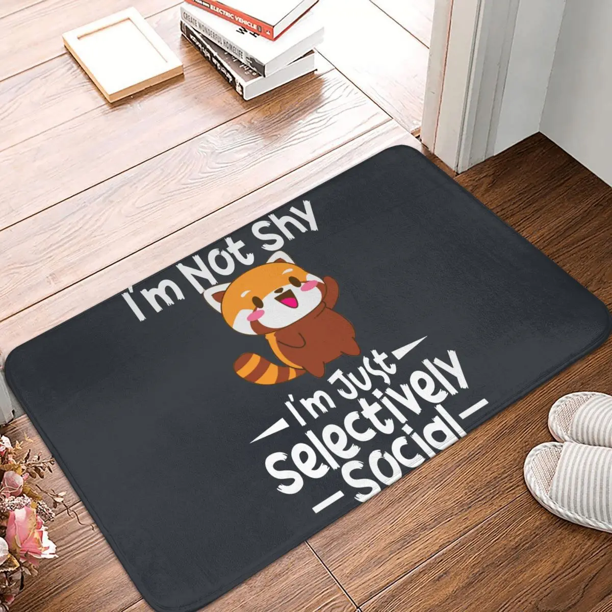 Shy Red Panda Anti-Slip Doormat Kitchen Mat I'm Not Shy I'm Just Selectively Social Floor Carpet Welcome Rug Bedroom Decorative