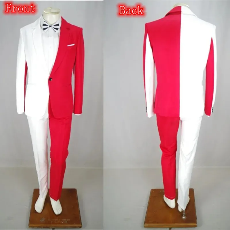 Irregular Colorful Men's Suit Fashion Slim Blazers Trousers Sets Nightclub Magician Performance Halloween Party Stage Costume