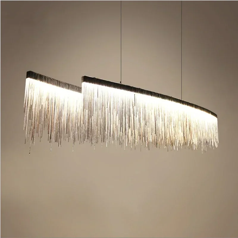 Modern Luxury pendant lights rose gold silver Aluminum chain tassels pendant lamp for living room restaurant decoration