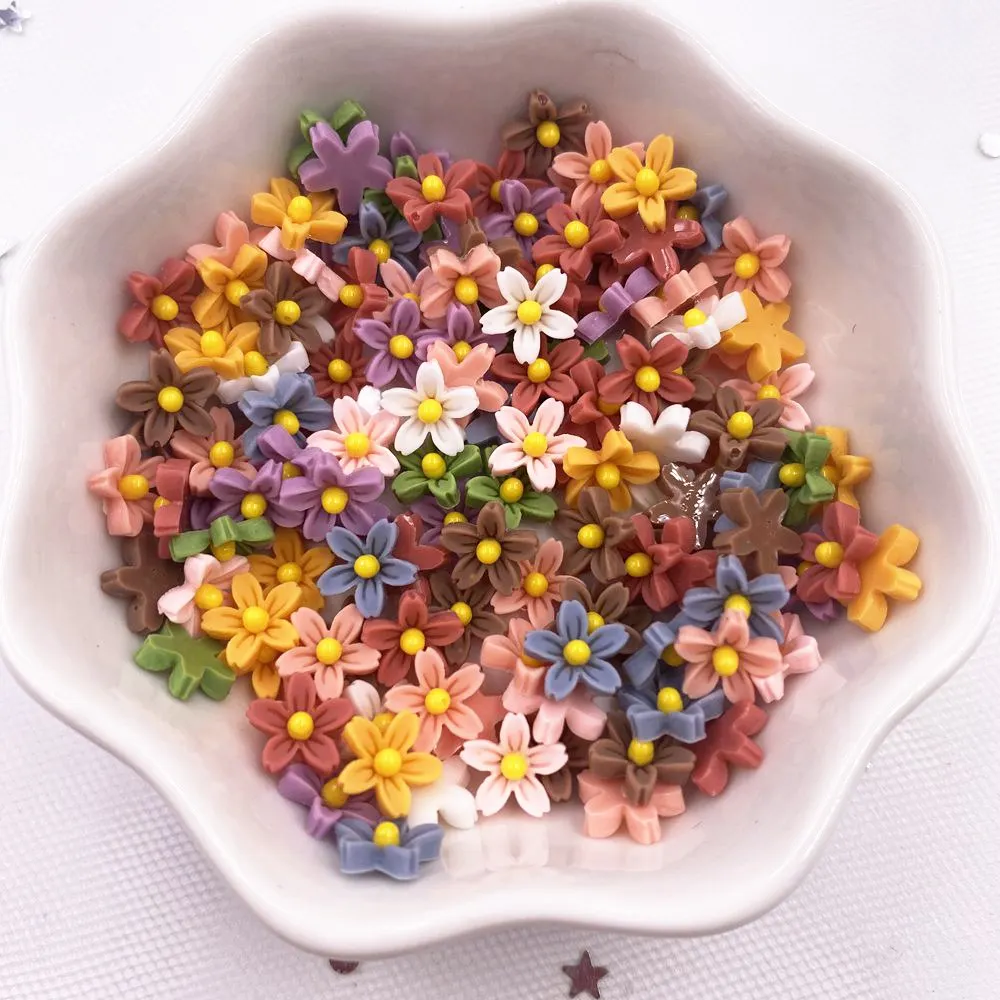 100Pcs 8mm Resin 3D Colorful Mini Flower Gems Flatback  Scrapbook Wedding Applique  Nail Art Decor Crafts  SL560