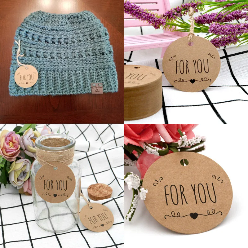 100pcs Round Kraft Paper Gift Tage Craft Gift Celebrating Labels Handmade Wedding Party Decoration Packaging Paper Suppllies