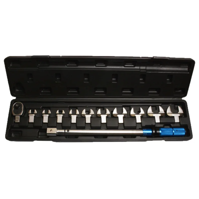For 1/2 Inch Drive Chrome Vanadium Steel 20 210Nm Adjustable Preset Torque Wrench Set Interchangeable Open Head Sockets OEM